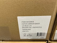 Partij paper carrier bags 14+8x21cm brown fsc unprinted (7000x) - afbeelding 3 van  4