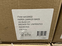 Partij paper carrier bags 18+8x22cm brown fsc unprinted (6000x) - afbeelding 3 van  4