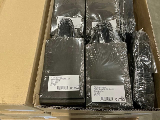 Partij paper carrier bags 21x14x8cm black (4000x) - afbeelding 5 van  6