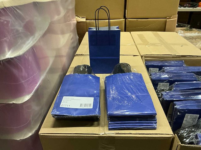 Partij paper carrier bags 21x14x8cm blue (4950x) - afbeelding 1 van  6