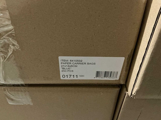 Partij paper carrier bags 21x14x8cm blue (7750x) - afbeelding 3 van  6