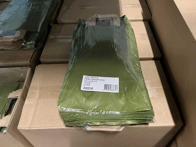 Partij paper carrier bags 22+11x36cm olive (7000x) - afbeelding 4 van  7