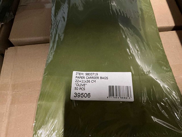 Partij paper carrier bags 22+11x36cm olive (7000x) - afbeelding 5 van  7