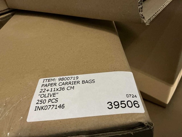 Partij paper carrier bags 22+11x36cm olive (7000x) - afbeelding 7 van  7