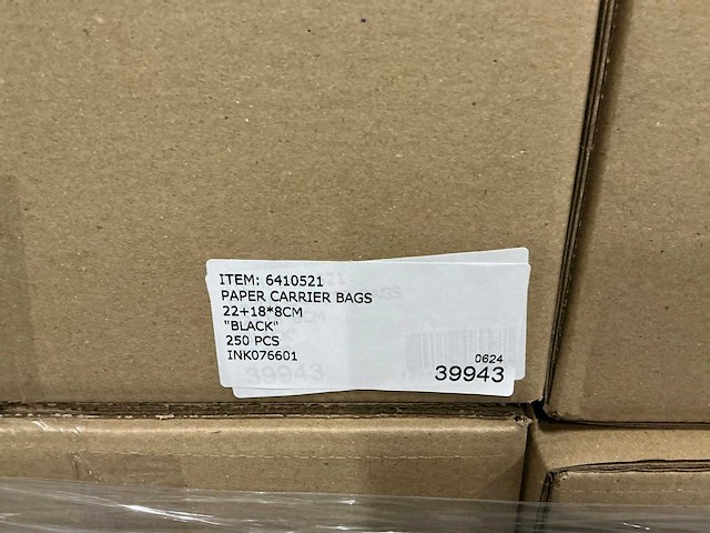 Partij paper carrier bags 22+18*8cm black (6000x) - afbeelding 6 van  6