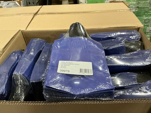 Partij paper carrier bags 22x18x8cm blue (6000x) - afbeelding 4 van  7