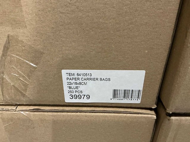 Partij paper carrier bags 22x18x8cm blue (6000x) - afbeelding 7 van  7