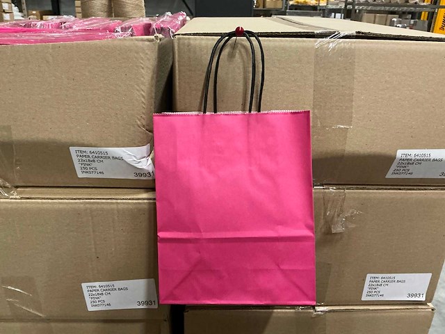Partij paper carrier bags 22x18x8cm pink (3000x) - afbeelding 1 van  3