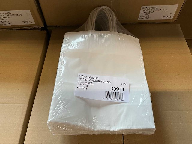 Partij paper carrier bags 22x18x8cm white (5400x) - afbeelding 5 van  5