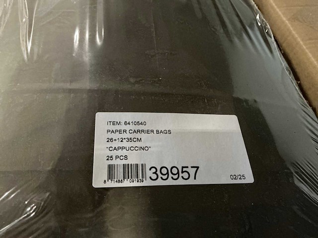 Partij paper carrier bags 26+12*35cm cappuccino (6000x) - afbeelding 3 van  4