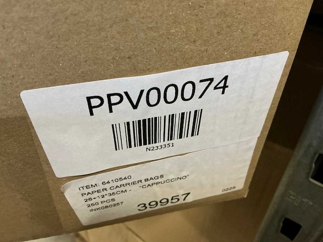 Partij paper carrier bags 26+12*35cm cappuccino (6000x) - afbeelding 4 van  4