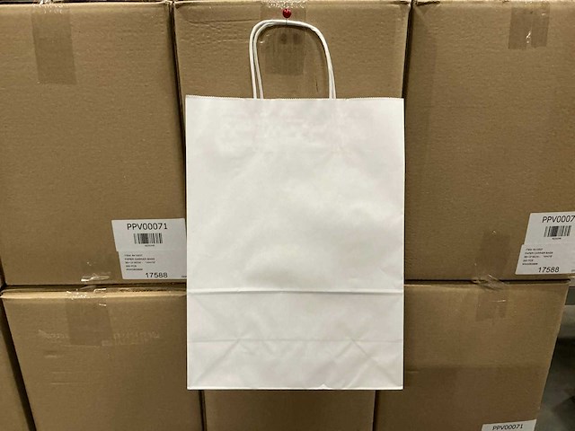 Partij paper carrier bags 26+12*35cm white (6000x) - afbeelding 1 van  6