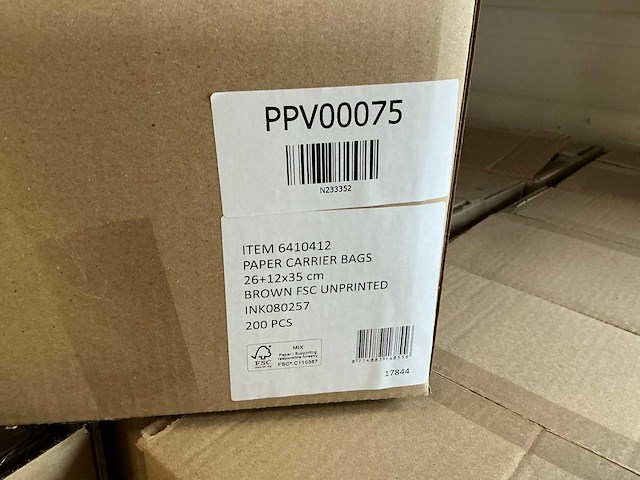 Partij paper carrier bags 26+12x35cm brown fsc unprinted (4800x) - afbeelding 6 van  8