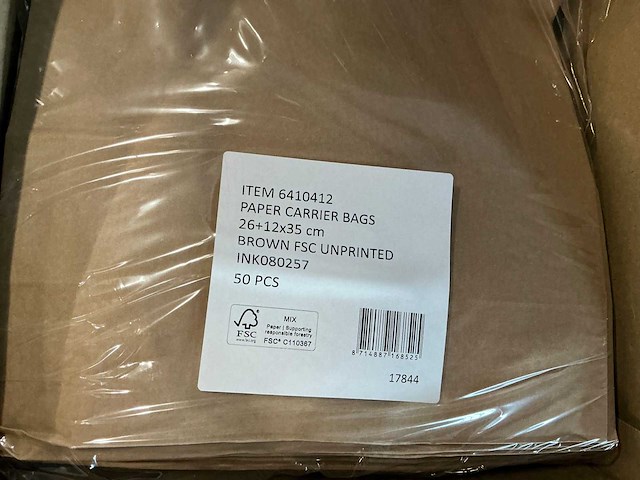 Partij paper carrier bags 26+12x35cm brown fsc unprinted (4800x) - afbeelding 8 van  8