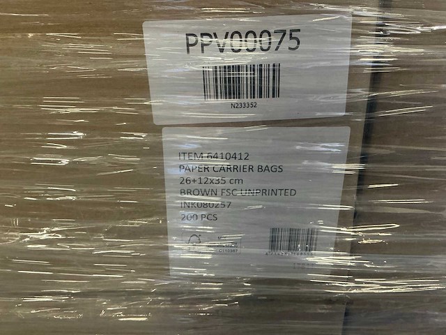 Partij paper carrier bags 26+12x35cm brown fsc unprinted (4800x) - afbeelding 6 van  8
