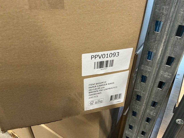 Partij paper carrier bags 26+12x35cm brown fsc unprinted (4800x) - afbeelding 4 van  5