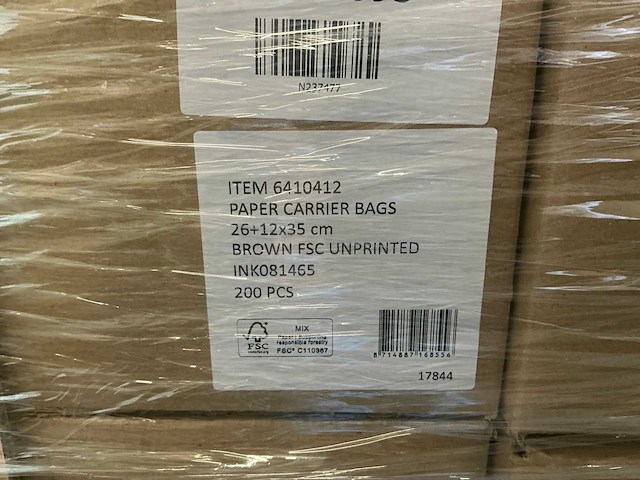 Partij paper carrier bags 26+12x35cm brown fsc unprinted (5200x) - afbeelding 6 van  8