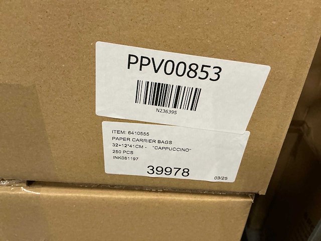 Partij paper carrier bags 32+12*41cm cappuccino (1425x) - afbeelding 6 van  6