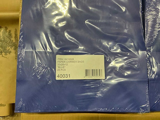 Partij paper carrier bags 35x26x12cm blue (3800x) - afbeelding 4 van  6