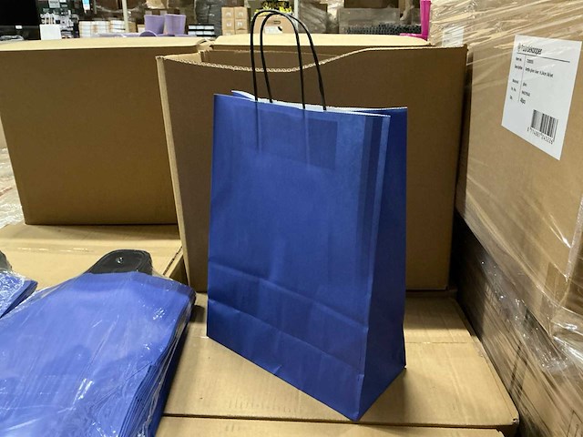 Partij paper carrier bags 35x26x12cm blue (825x) - afbeelding 1 van  6