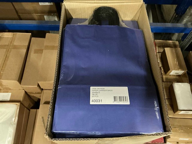 Partij paper carrier bags 35x26x12cm blue (825x) - afbeelding 5 van  6