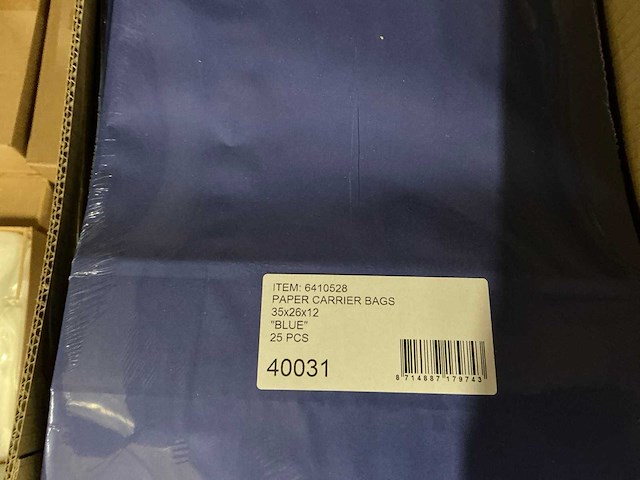 Partij paper carrier bags 35x26x12cm blue (825x) - afbeelding 6 van  6