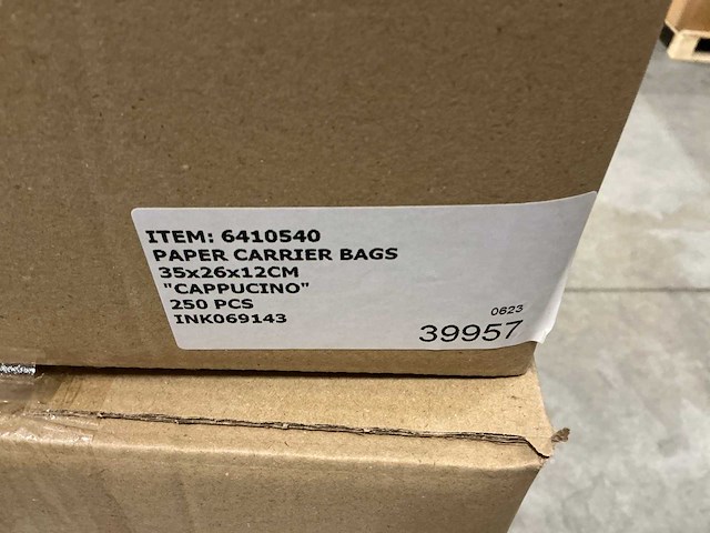 Partij paper carrier bags 35x26x12cm cappucino (1350x) - afbeelding 6 van  8