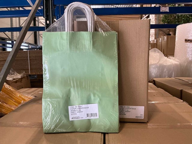 Partij paper carrier bags 35x26x12cm misty green (6250x) - afbeelding 5 van  6