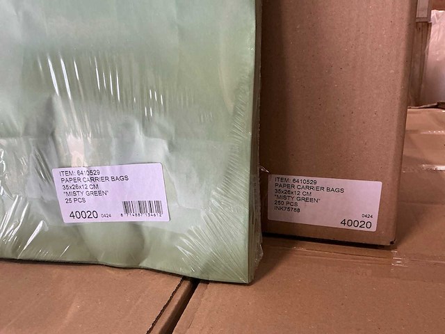 Partij paper carrier bags 35x26x12cm misty green (6250x) - afbeelding 6 van  6