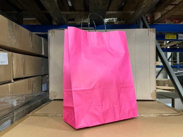 Partij paper carrier bags 35x26x12cm pink (1150x) - afbeelding 1 van  7