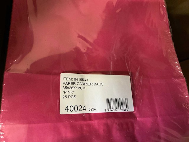 Partij paper carrier bags 35x26x12cm pink (1150x) - afbeelding 7 van  7