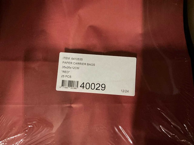 Partij paper carrier bags 35x26x12cm red (1000x) - afbeelding 6 van  6