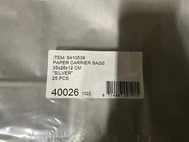 Partij paper carrier bags 35x26x12cm silver (4000x) - afbeelding 4 van  5