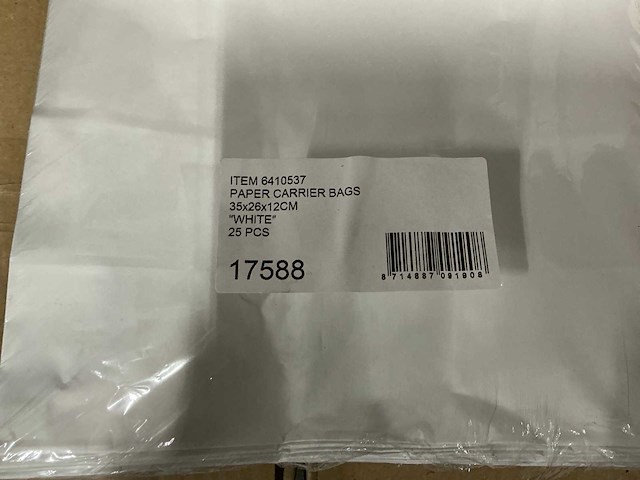 Partij paper carrier bags 35x26x12cm white (4750x) - afbeelding 4 van  6