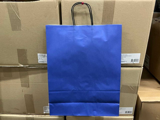Partij paper carrier bags 41x32x12cm blue (4000x) - afbeelding 1 van  5