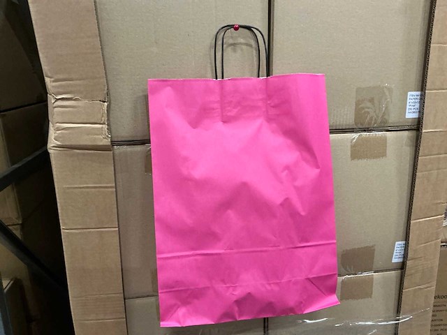 Partij paper carrier bags 41x32x12cm pink (5000x) - afbeelding 1 van  6