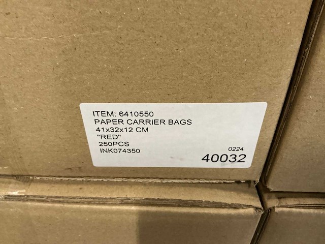 Partij paper carrier bags 41x32x12cm red (2650x) - afbeelding 6 van  8
