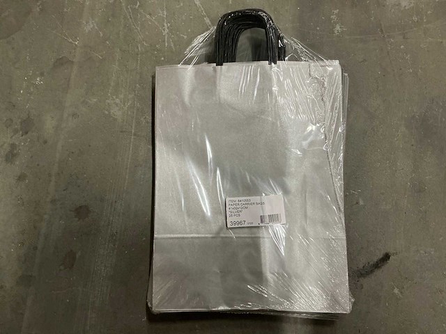 Partij paper carrier bags 41x32x12cm silver (1450x) - afbeelding 3 van  6