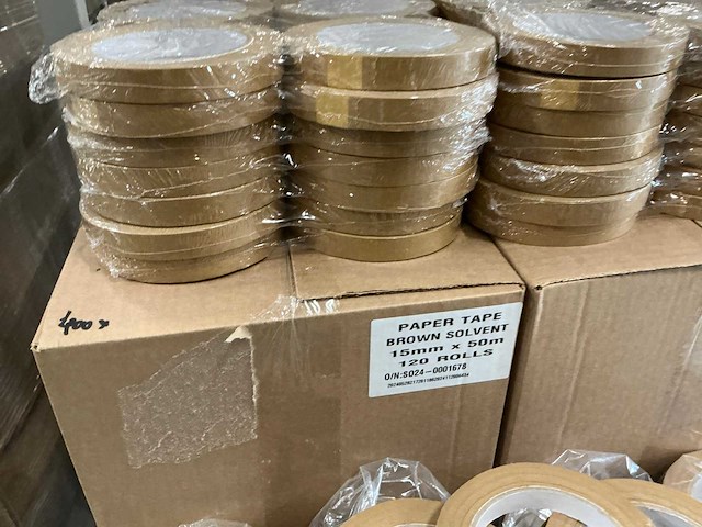Partij paper tape brown solvent 15mm x 50m (400x) - afbeelding 1 van  3