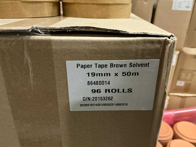 Partij paper tape brown solvent 19mm x 50m (1250x) - afbeelding 3 van  4