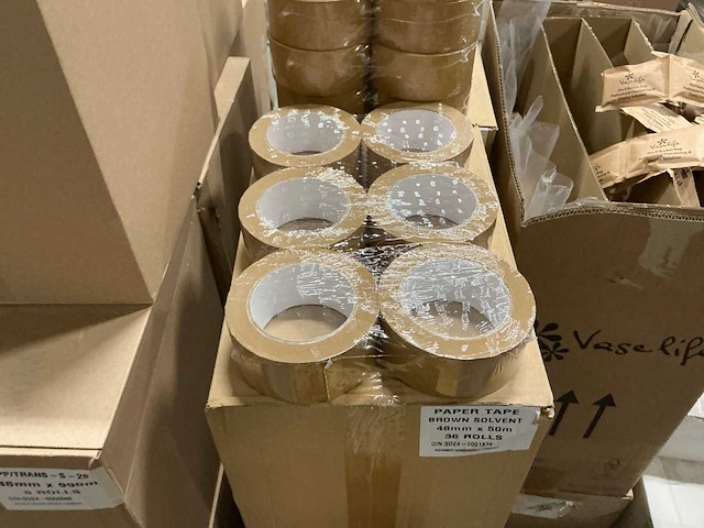 Partij paper tape brown solvent 48mmx50m (430x) - afbeelding 3 van  5