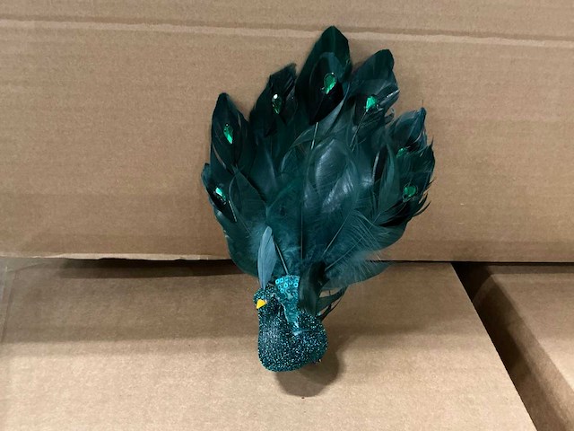 Partij peacocks on clip blauw 20cm (238x) - afbeelding 1 van  5