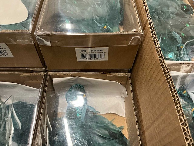 Partij peacocks on clip blauw 20cm (238x) - afbeelding 5 van  5