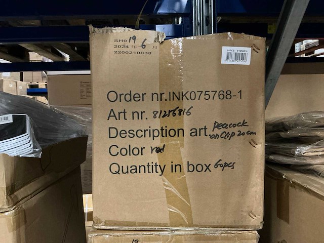 Partij peacocks on clips 20cm red (240x) - afbeelding 6 van  6