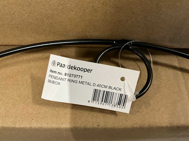Partij pendant ring metal d40cm black iron (384x) - afbeelding 2 van  4