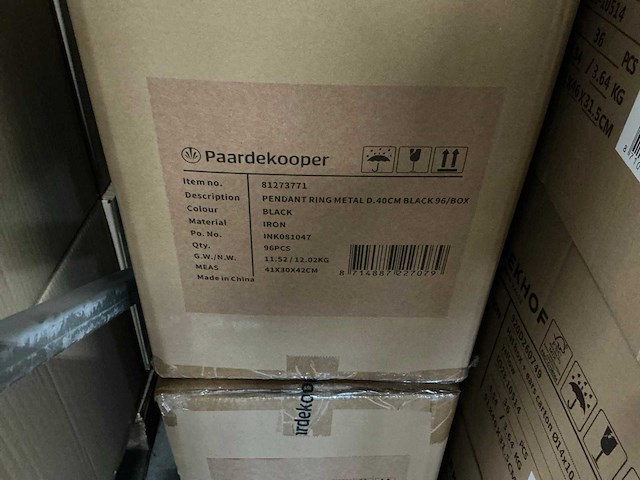 Partij pendant ring metal d40cm black iron (384x) - afbeelding 4 van  4