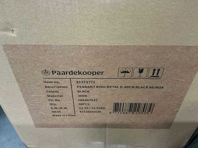 Partij pendant ring metal d40cm black iron (96x) - afbeelding 4 van  4