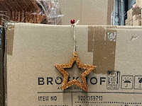 Partij pendant stars open wood d9cm+16cm rope copper (14976x) - afbeelding 1 van  4