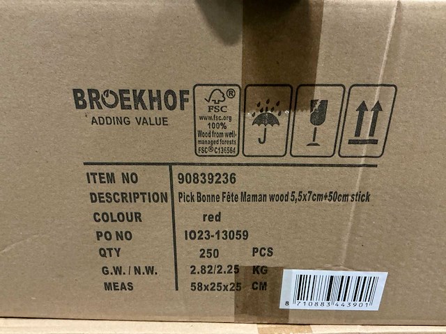 Partij pick bonne fete maman wood 5,5x7cm+50cm stick red (5000x) - afbeelding 4 van  4