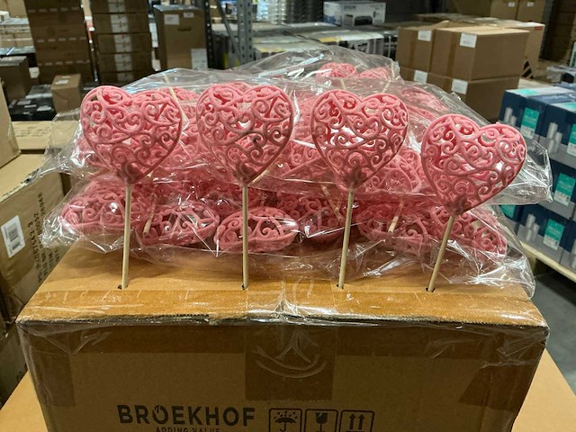 Partij pick heartroque 6cm+12cm stick pink (2020x) - afbeelding 1 van  3